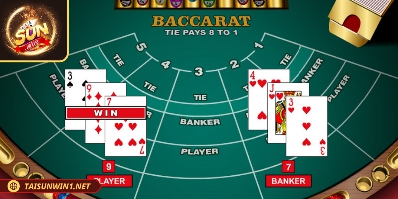 Bàn baccarat dựa vào tổng giá trị ở từng tụ phân định kết quả