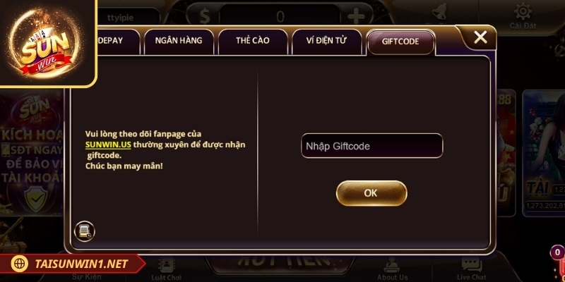 Dán code vào ô trống để nhận thưởng